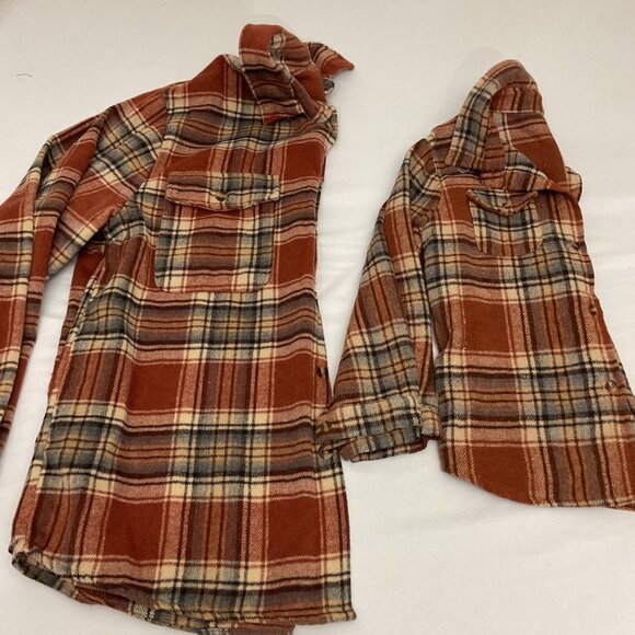 kid Size S and adult Size L set  & Plaid Flannel Button-Up Shirt With Dual - Picture 10 of 10